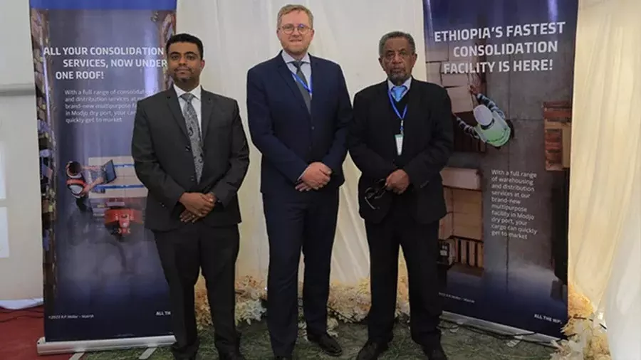 (Left to right) Addis Alemtaye, Corridor Manager Ethiopia/Djibouti, Maersk, Carl Lorenz, Managing Director, Eastern Africa Area, Maersk and Daniel Zemikael, Freighters International.