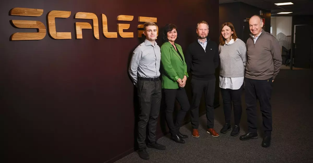 (From left) Truls Øksnevad, Logistic Engineer, ScaleAQ, Lisbeth Jensen, Sales Executive, Kuehne+Nagel Norway, Ståle Sæther, Chief Operations Officer, ScaleAQ, Hanne Digre, Chief Sustainability Officer, ScaleAQ and Arne Faaberg, Managing Director – Kuehne+Nagel Norway