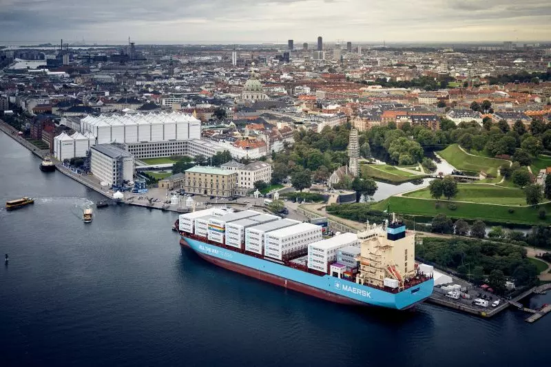 Maersks first methanol-powered ship anchored in Copenhagen...waiting to be named